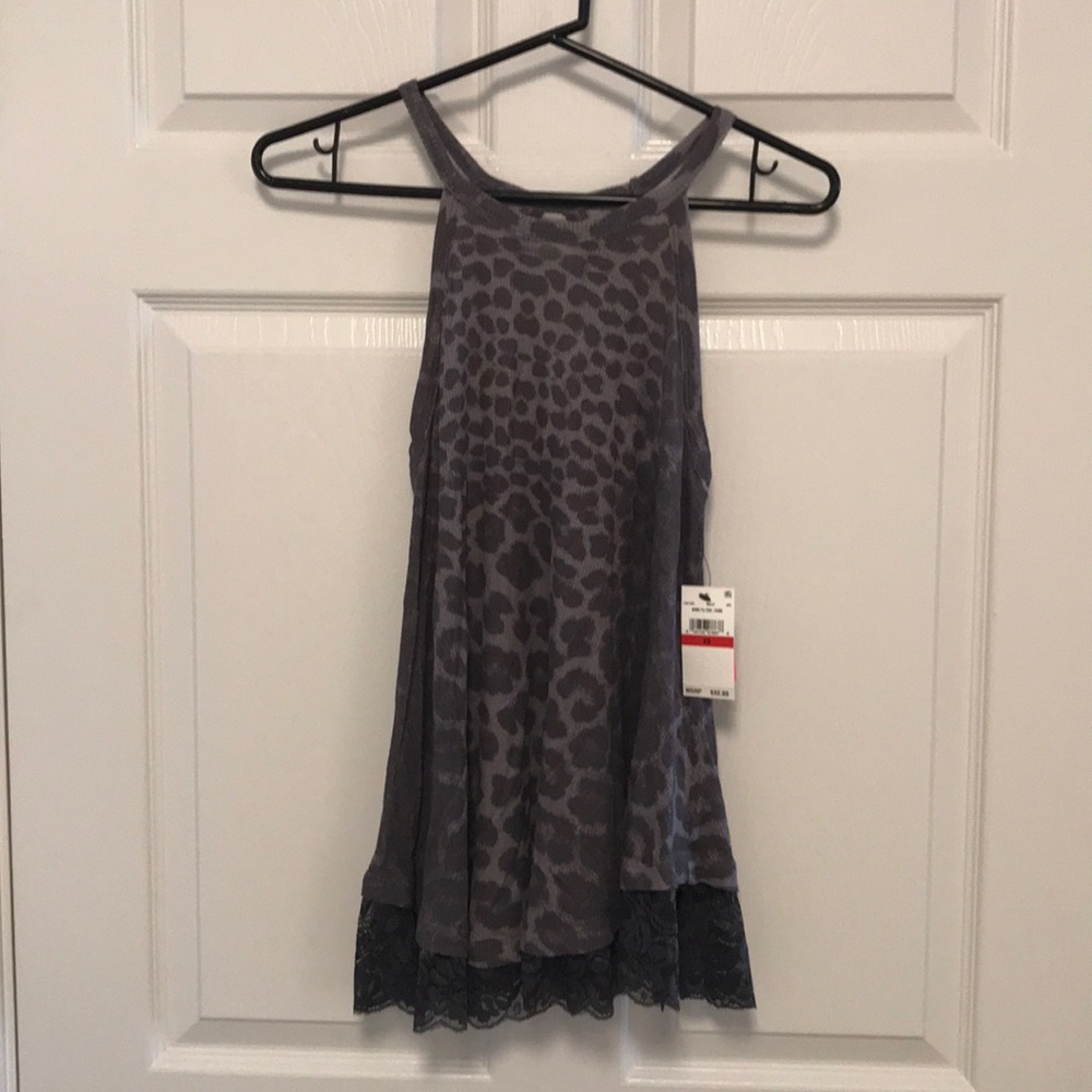 Betsey Johnson XS leopard print tank with lace